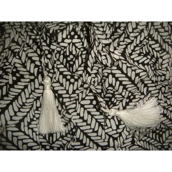 NWT Victoria's Secret S COVER UP ROMPER long sleeve black white pom pom - Picture 3 of 4